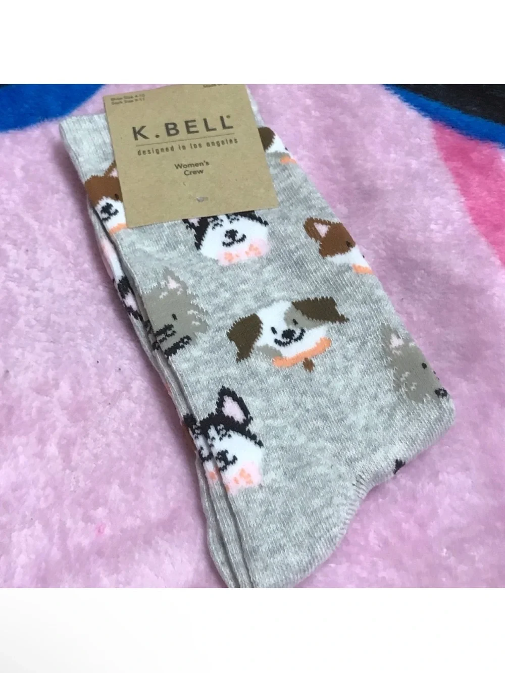 6 Hot Sox Women's Assorted Crew Socks - Pink, Blue, Gray, Peach